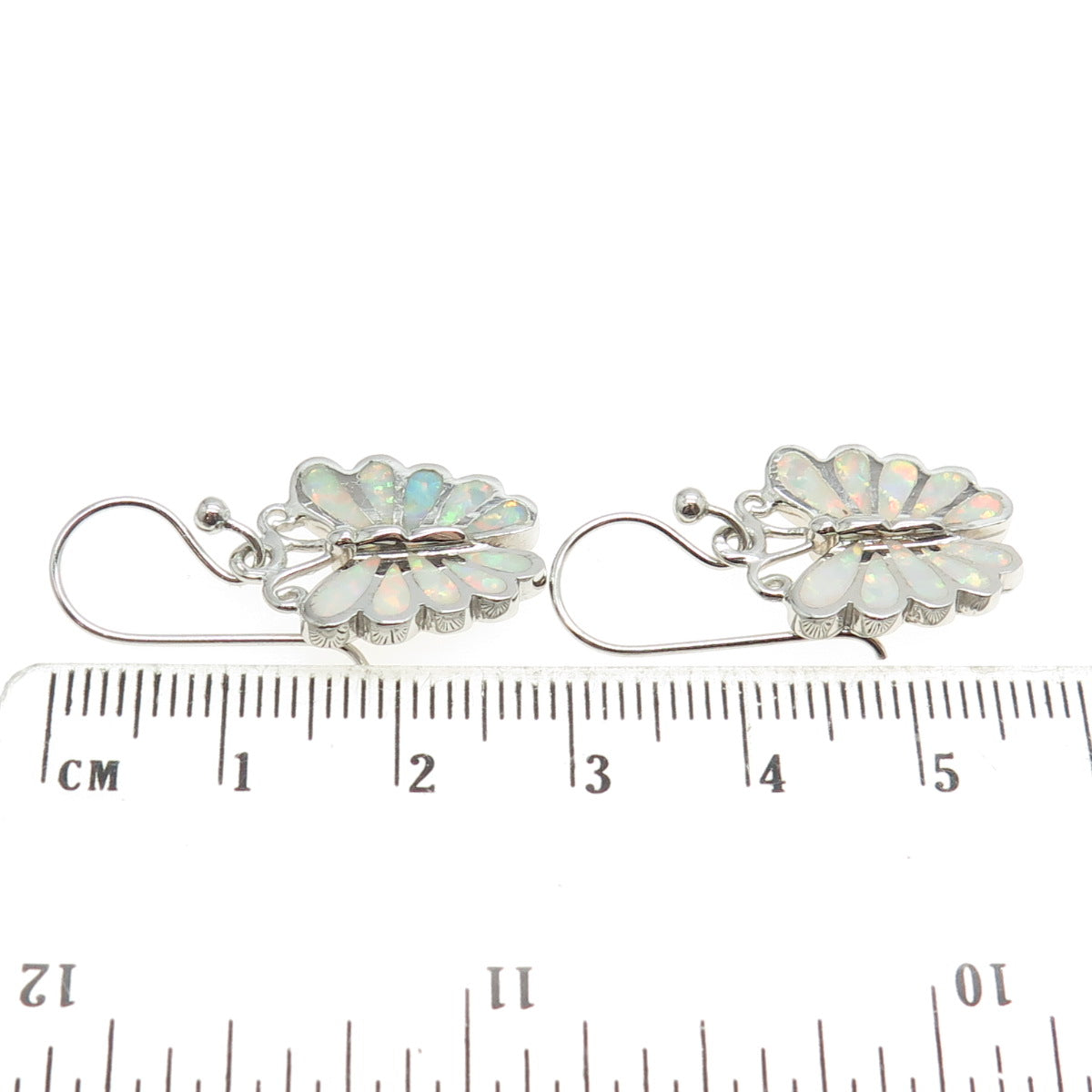 925 Sterling Silver Real Opal Butterfly Dangling Earrings