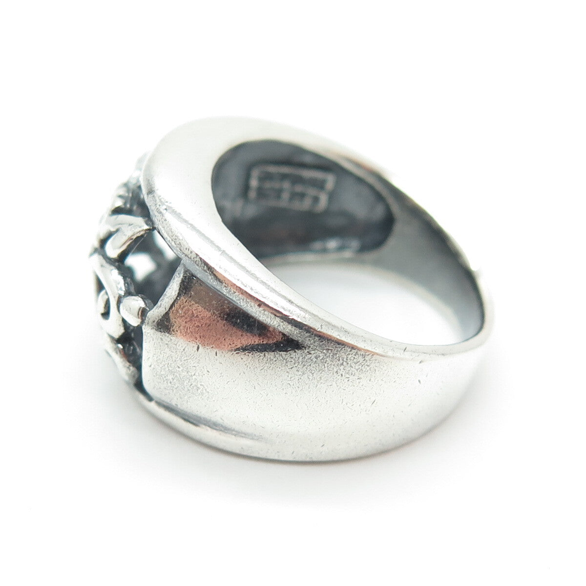 925 Sterling Silver Vintage Flower Blossom Oxidized Ring Size 7.25