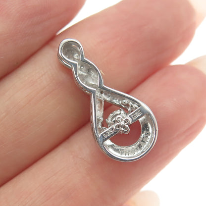 925 Sterling Silver Real Round-Cut Diamond Twisted Infinity Slide Pendant