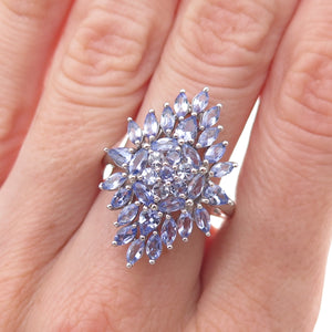 Chuck Clemency 925 Sterling Silver Real Multi-Cut Tanzanite Ring Size 8