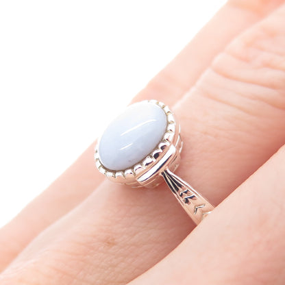 MICHELLE ALBALA 925 Sterling Silver Vintage Real Lavender Agate Ring Size 6