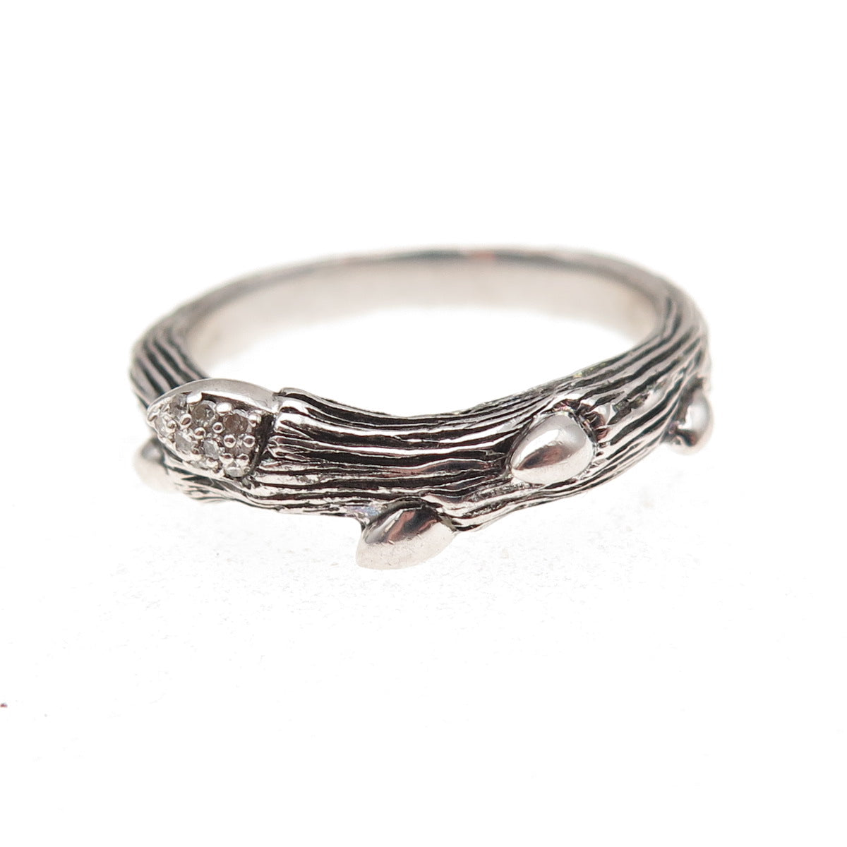 Stephen Dweck 925 Sterling Silver Real Diamond Fortuna Branch Ring Size 9.25