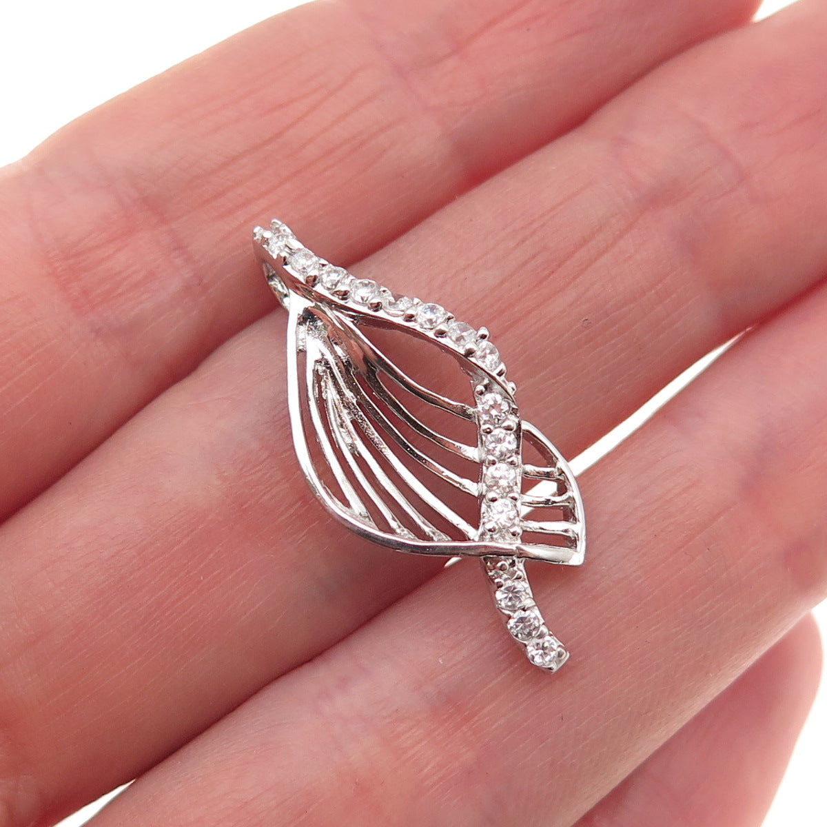 925 Sterling Silver Round-Cut C Z Floral Slide Charm Pendant