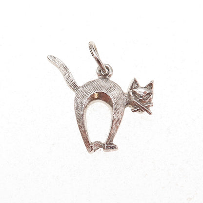 Rembrandt 925 Sterling Silver Vintage Cat Charm Pendant