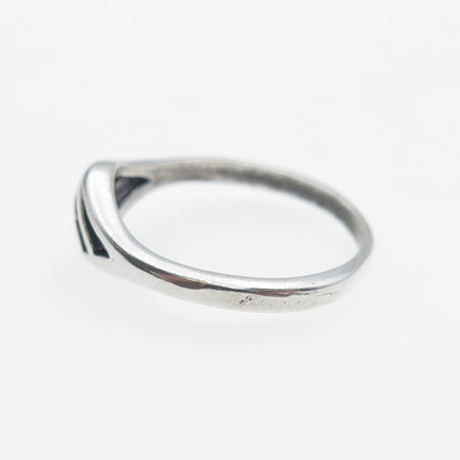 925 Sterling Silver Vintage Ribbed Oxidized Ring Size 6.5