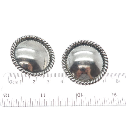 ELTON CADMAN Old Pawn 925 Sterling Silver Vintage Round Dome Oxidized Earrings