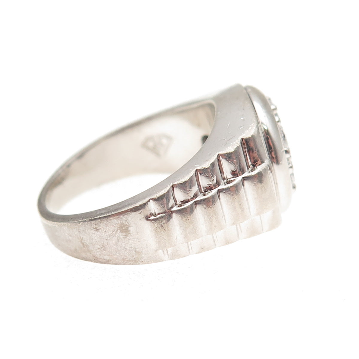925 Sterling Silver Round-Cut C Z Signet Ring Size 10.25