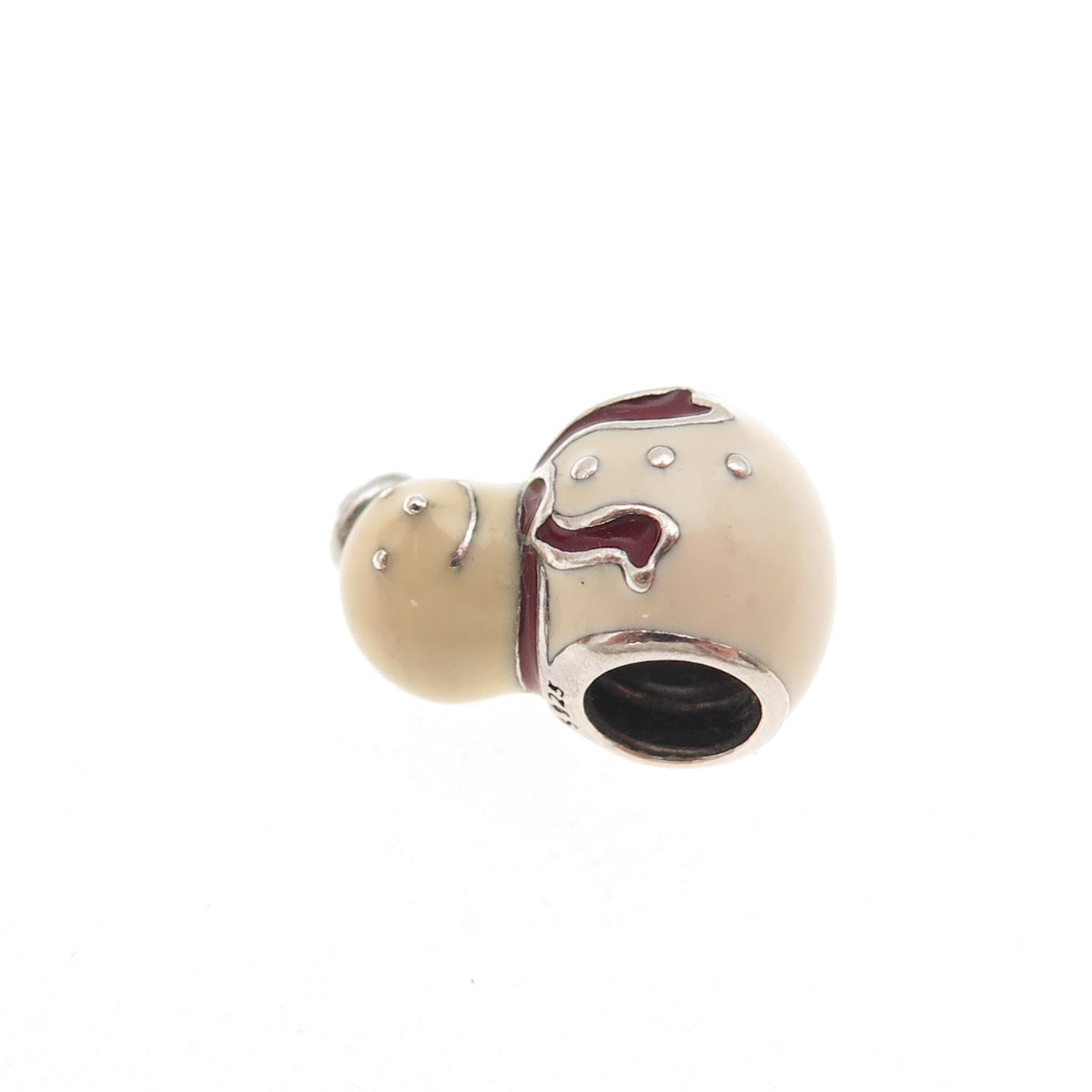 PANDORA 925 Sterling Silver Enamel Snowman Slide Bead Charm