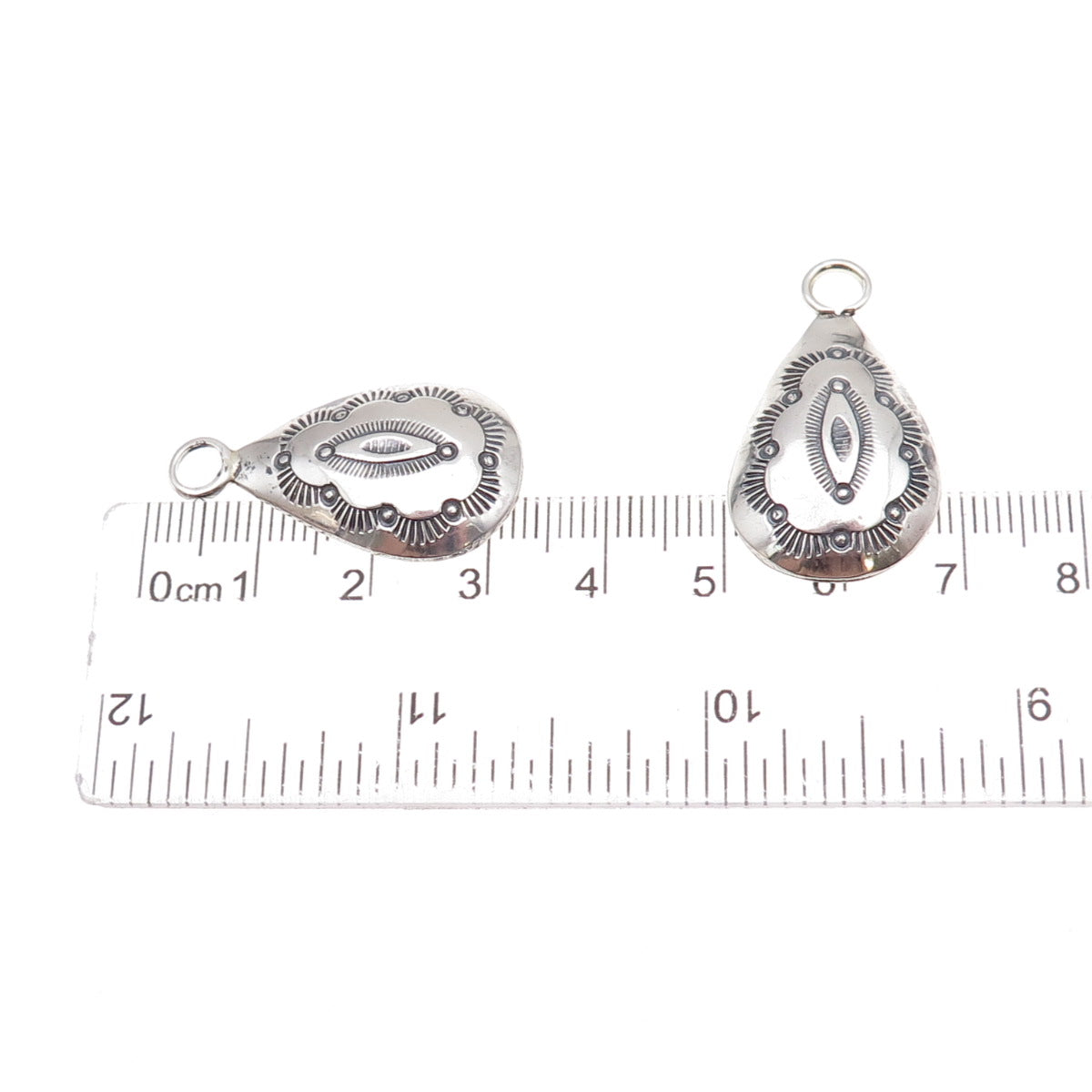Old Pawn 925 Sterling Silver Vintage Concho Teardrop Tribal Jacket Earrings