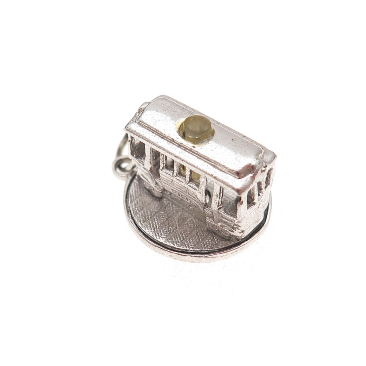 925 Sterling Silver Vintage Cable Car San Francisco 3D Rotating Charm Pendant
