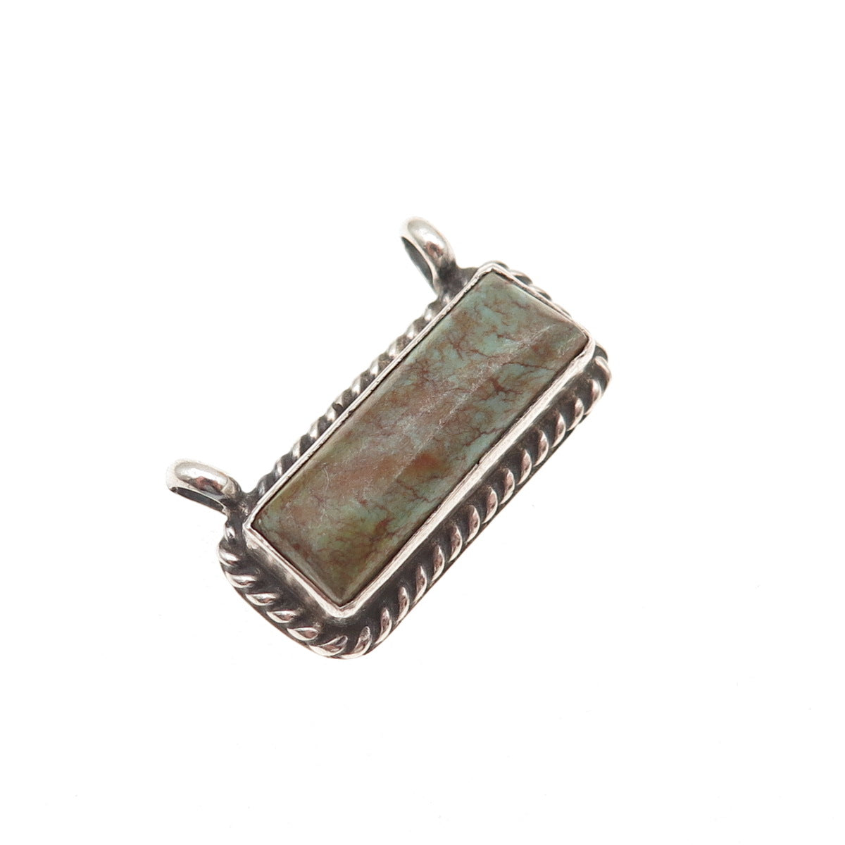 Augustine Largo Navajo Old Pawn Sterling Silver Vintage Turquoise Slide Pendant