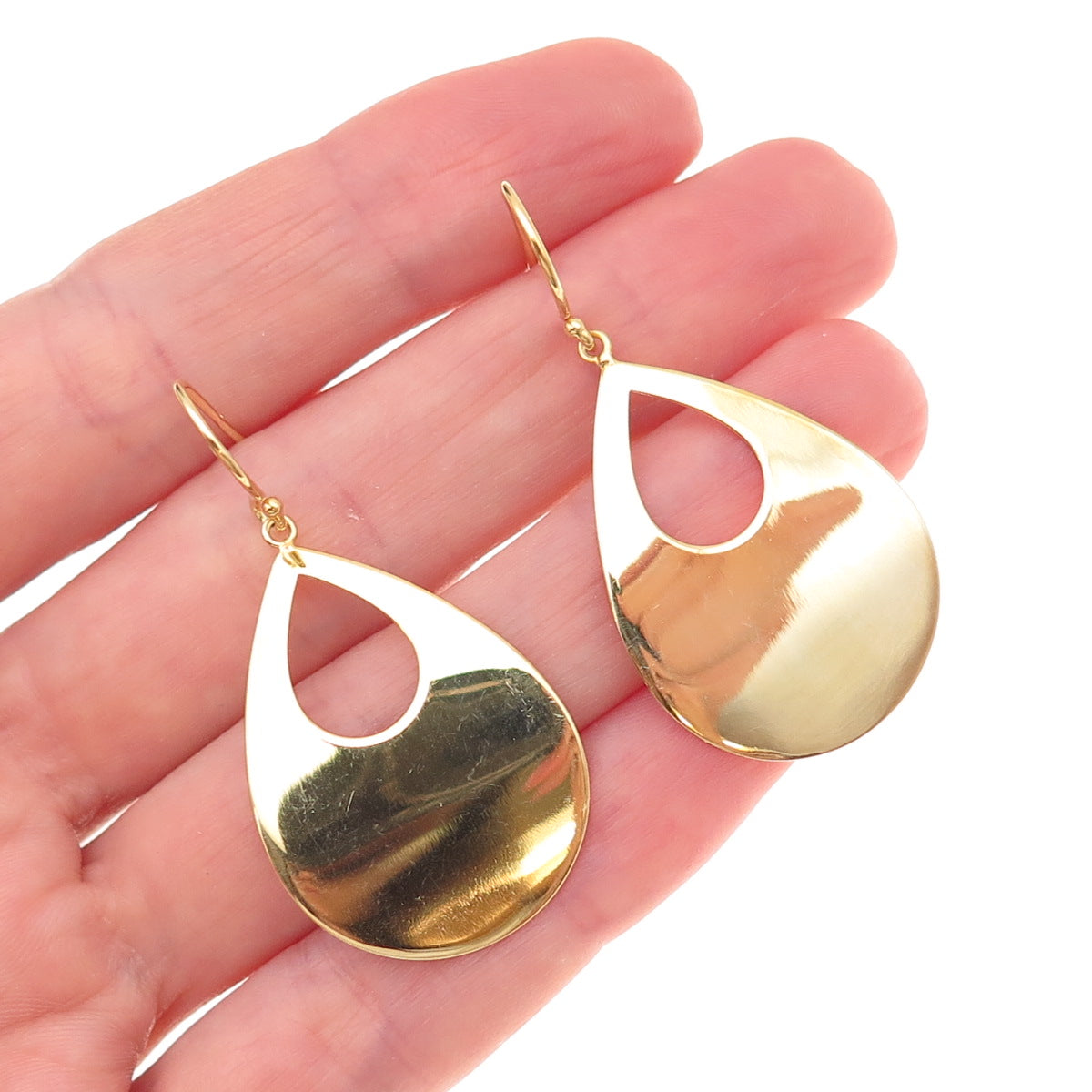 925 Sterling Silver Gold Plated Teardrop Dangle Earrings