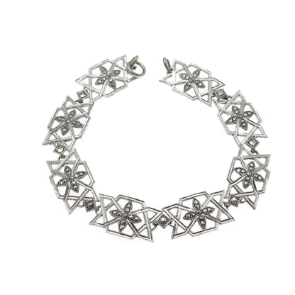 925 Sterling Silver Antique Art Deco Marcasite Bracelet 6.75" (missing lock)