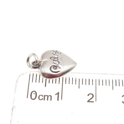 925 Sterling Silver Antique Art Deco Baby Chatelaine Heart Mini Charm Pendant