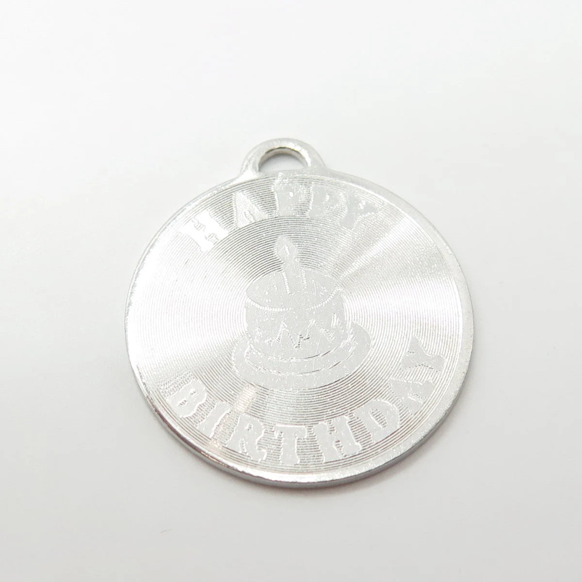 925 Sterling Silver Vintage "21 Happy Birthday" Cake Pendant