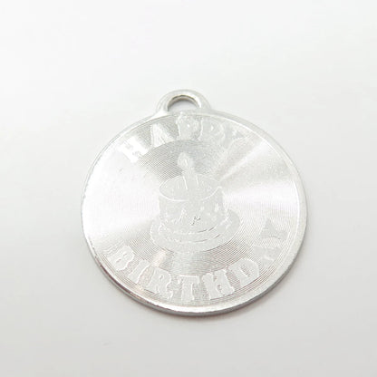 925 Sterling Silver Vintage "21 Happy Birthday" Cake Pendant