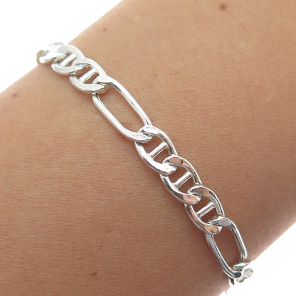 DANECRAFT 925 Sterling Silver Italy Figaro Link Bracelet 7.25"