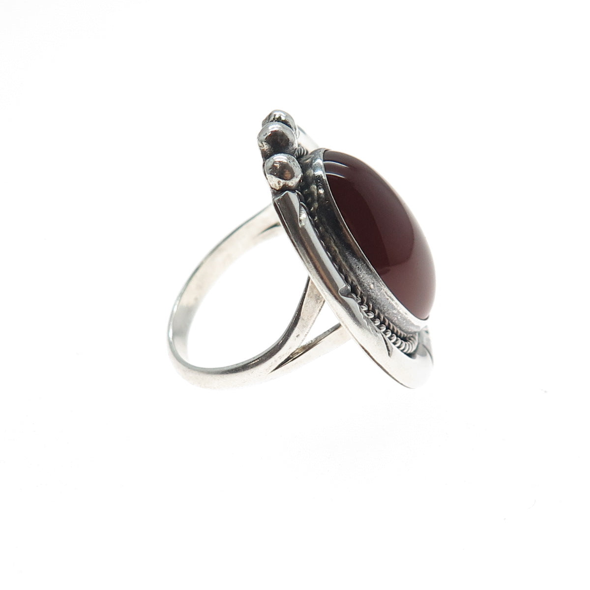 Gilo & Grace Nakai Navajo Old Pawn 925 Sterling Vintage Carnelian Ring Size 6.25