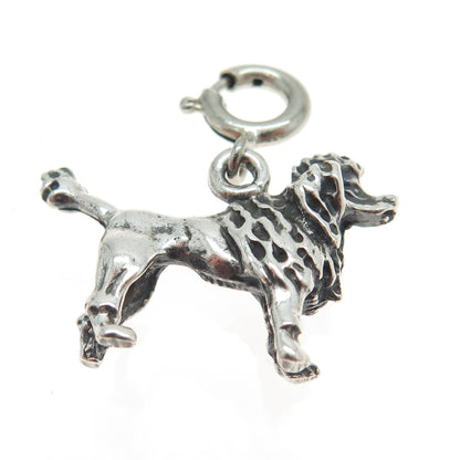 925 Sterling Silver Vintage Poodle Dog Spring Ring Lock Charm Pendant