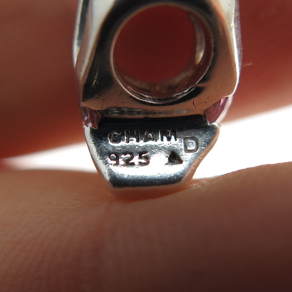 CHAMILIA 925 Sterling Silver Pink C Z Give Back Breast Cancer Slide Bead Charm