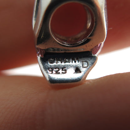 CHAMILIA 925 Sterling Silver Pink C Z Give Back Breast Cancer Slide Bead Charm