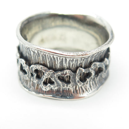925 Sterling Silver Vintage Textured Modernist Ring Size 8