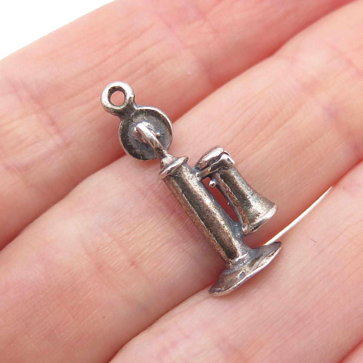 Maisels Indian Post 925 Sterling Vintage Retro Candlestick Phone Mini 3D Pendant