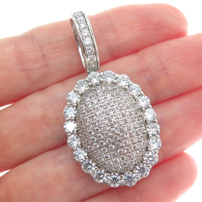DESIGNS BY YAGI 925 Sterling Silver Round-Cut C Z Sparkle Oval Pendant