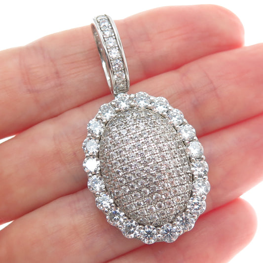 DESIGNS BY YAGI 925 Sterling Silver Round-Cut C Z Sparkle Oval Pendant