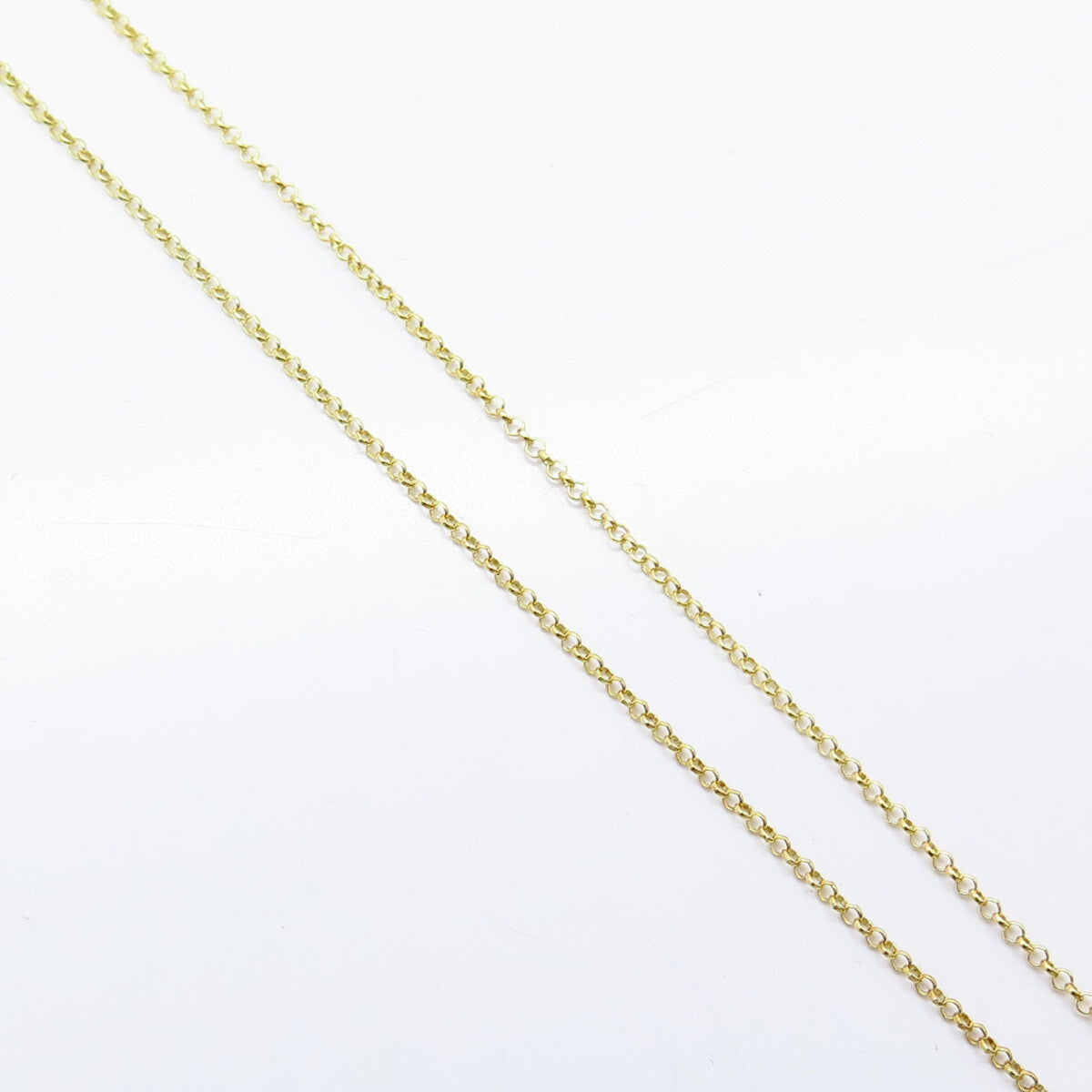 925 Sterling Silver Gold Plated Real White Diamond Rolo Chain Necklace 18"