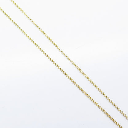 925 Sterling Silver Gold Plated Real White Diamond Rolo Chain Necklace 18"