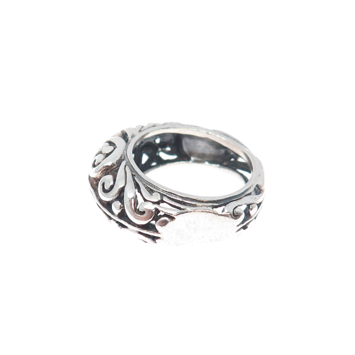 925 Sterling Silver Vintage Modernist Swirl Oxidized Ring Size 7.5