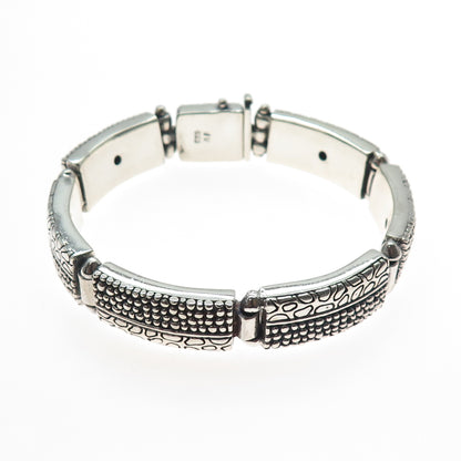 AF DESIGN Sterling Silver Vintage Modernist Granulated Panel Link Bracelet 7"