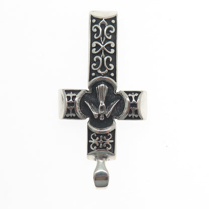925 Sterling Silver Vintage Austria Holy Spirit Cross Oxidized Pendant