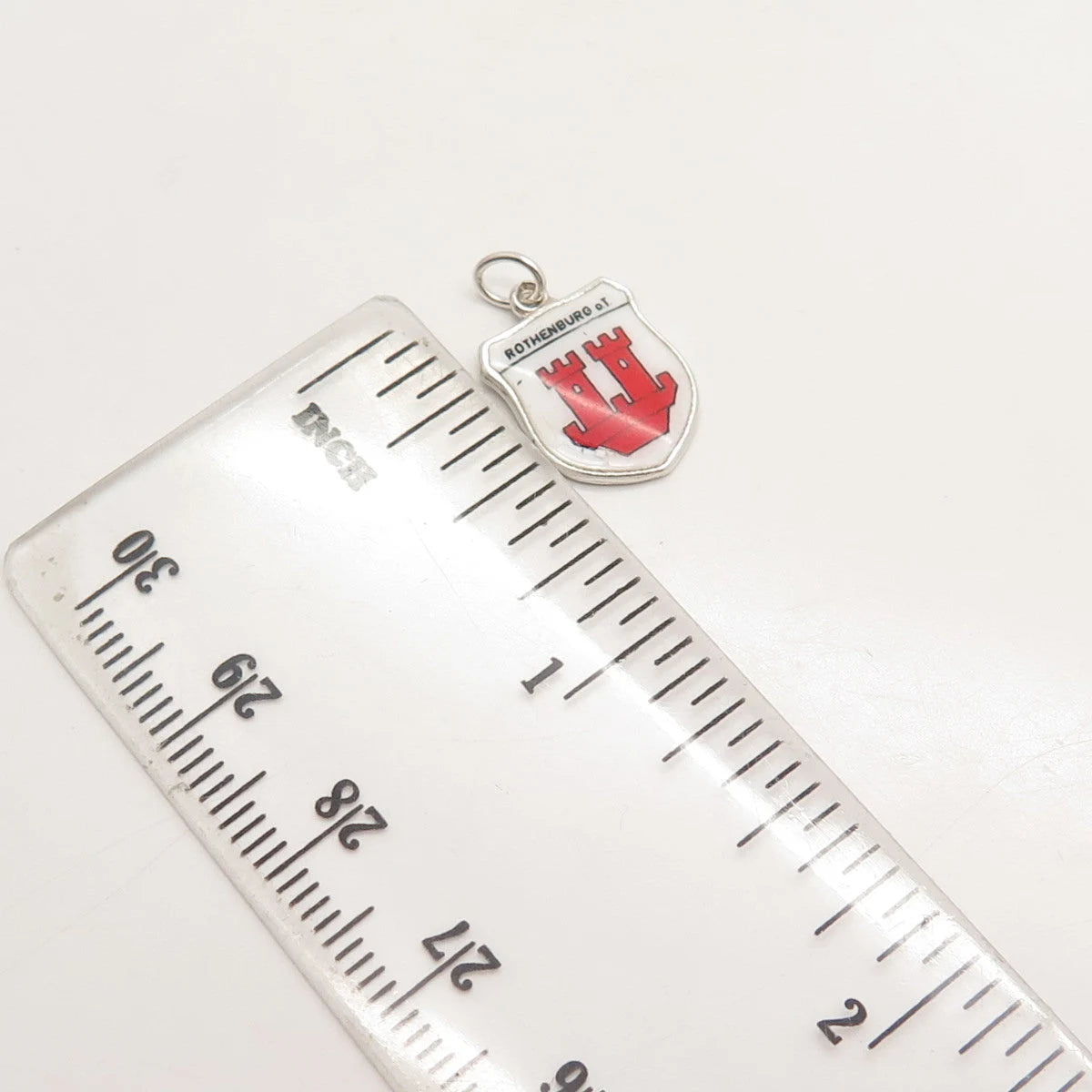 800 Silver Vintage ESJ Enamel "Rothenburg O.T." Minimalist Pendant