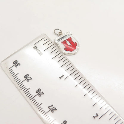 800 Silver Vintage ESJ Enamel "Rothenburg O.T." Minimalist Pendant
