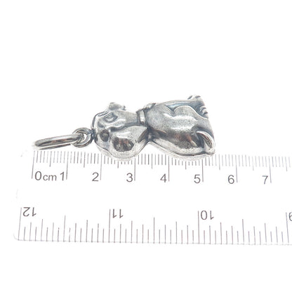 925 Sterling Silver Vintage Italy Ridgeback Dog Oxidized 3D Charm Pendant