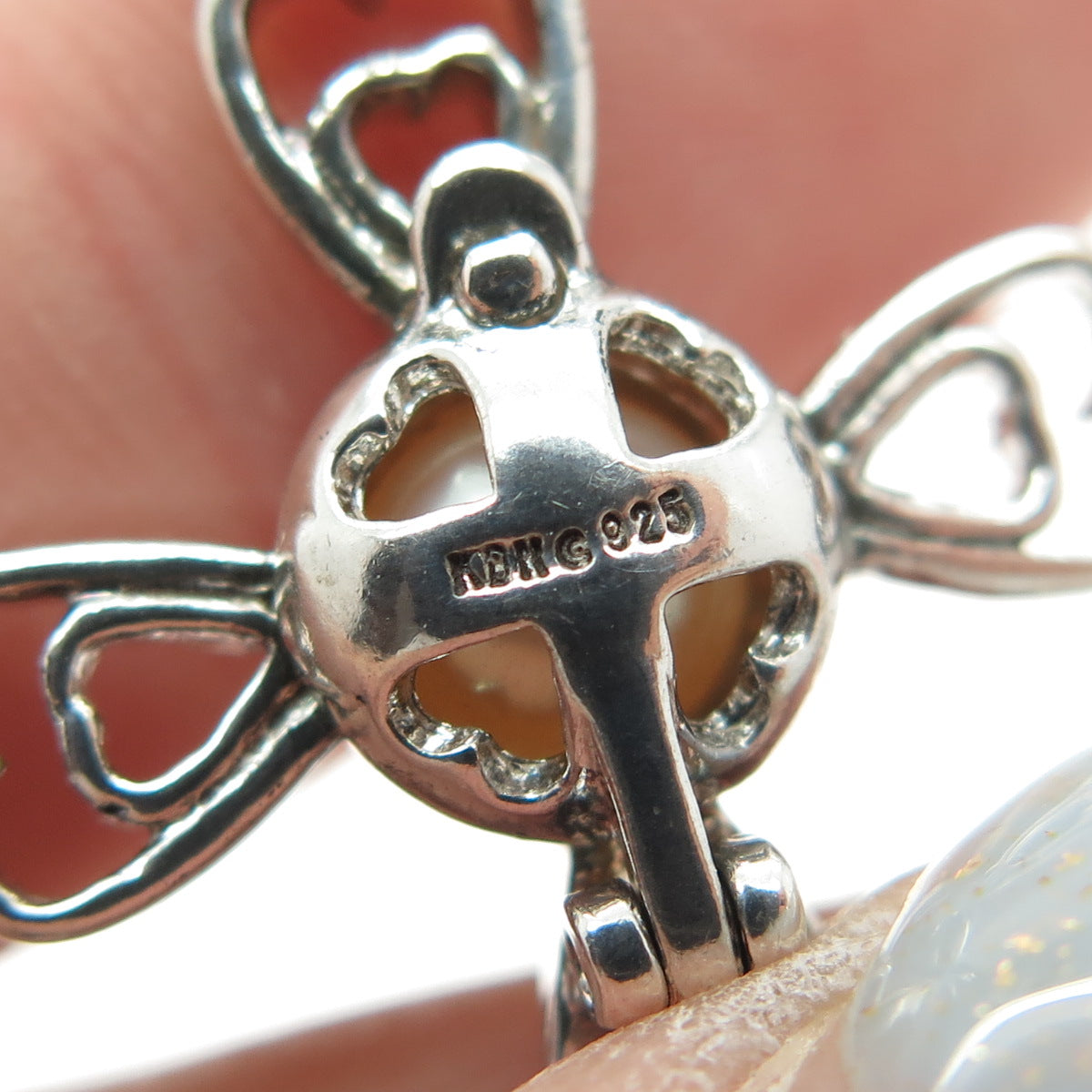 KABANA 925 Sterling Vintage Real Pearl Interchangeable Cage Heart Cross Pendant