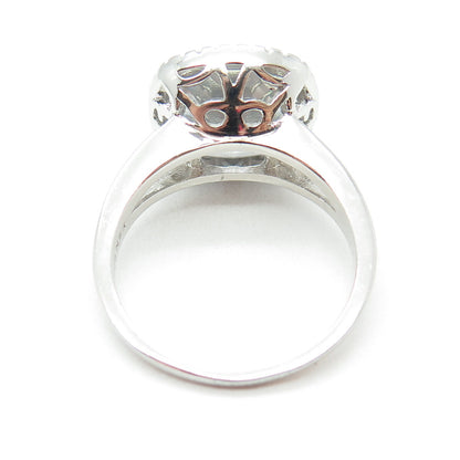 925 Sterling Silver Cushion & Round-Cut White C Z Engagement Ring Size 8