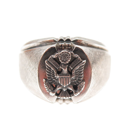 Dee Bee 925 Sterling Silver Antique WWII US Army Military Signet Ring Size 10