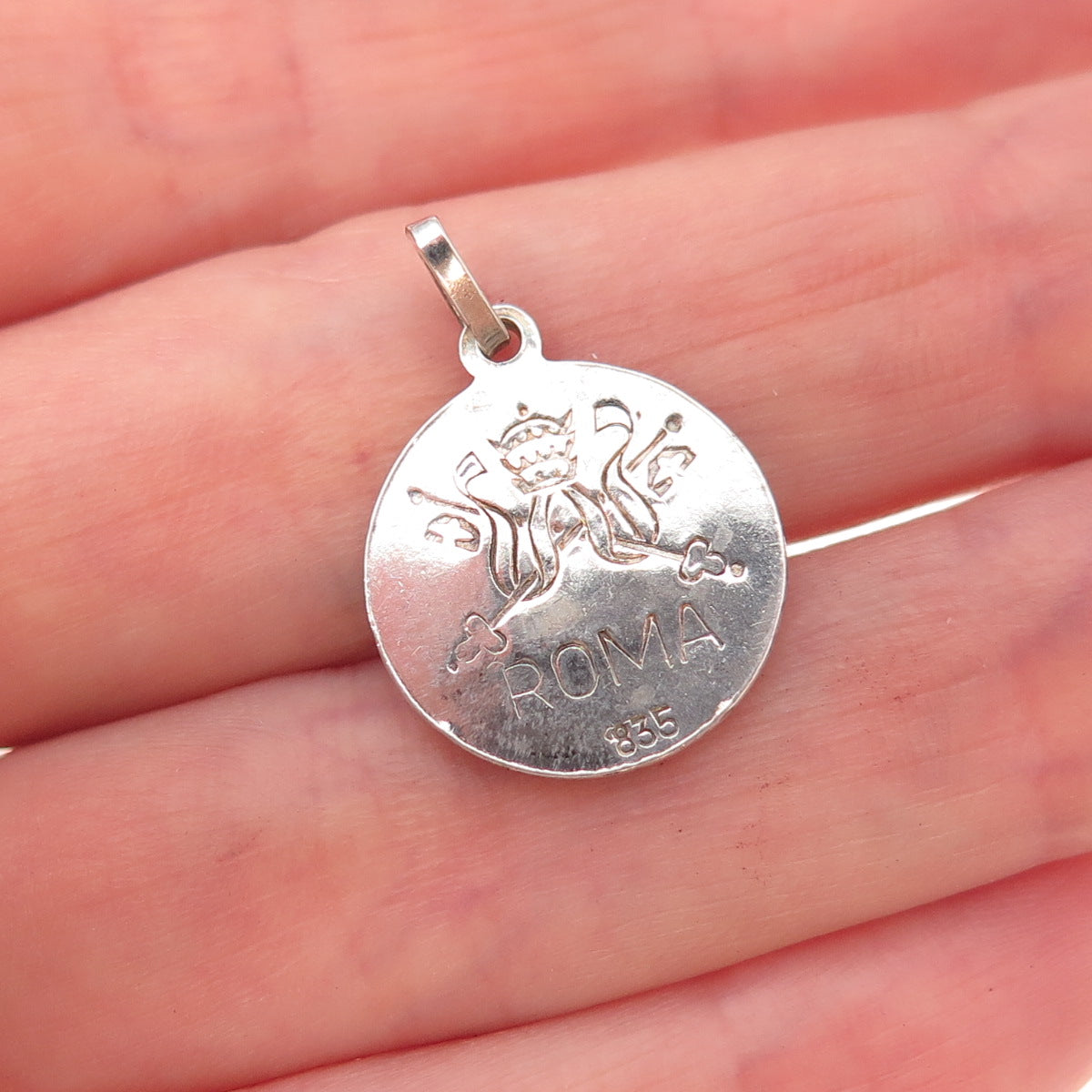 835 Silver Antique Art Deco Enamel Pope Paul VI Roma Coat of Arms Charm Pendant
