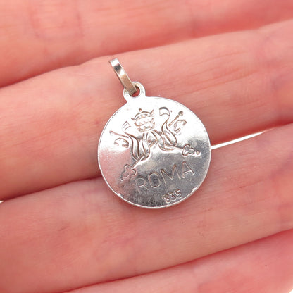 835 Silver Antique Art Deco Enamel Pope Paul VI Roma Coat of Arms Charm Pendant