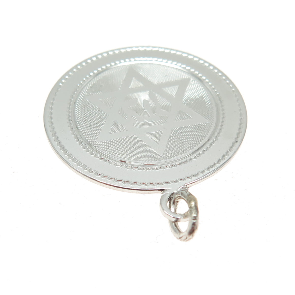 WELLS 925 Sterling Silver Vintage Star of David Round Pendant