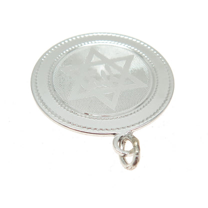 WELLS 925 Sterling Silver Vintage Star of David Round Pendant