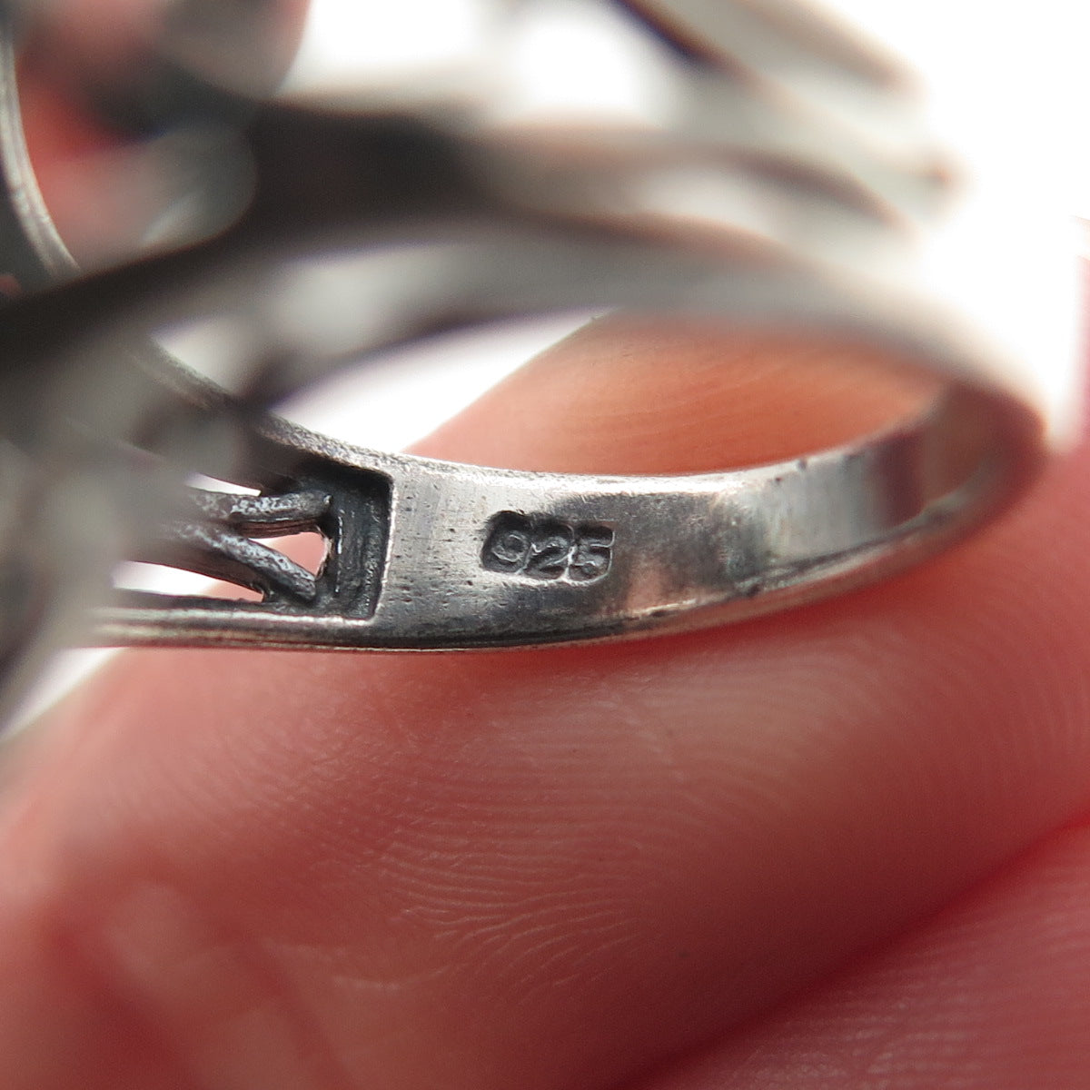 CLYDE DUNEIER 925 Sterling Silver Vintage Oval-Cut C Z Oxidized Ring Size 6.5