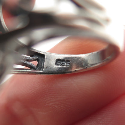 CLYDE DUNEIER 925 Sterling Silver Vintage Oval-Cut C Z Oxidized Ring Size 6.5