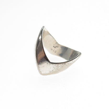 925 Sterling Silver Vintage Modernist Zig Zag Ring Size 7.75