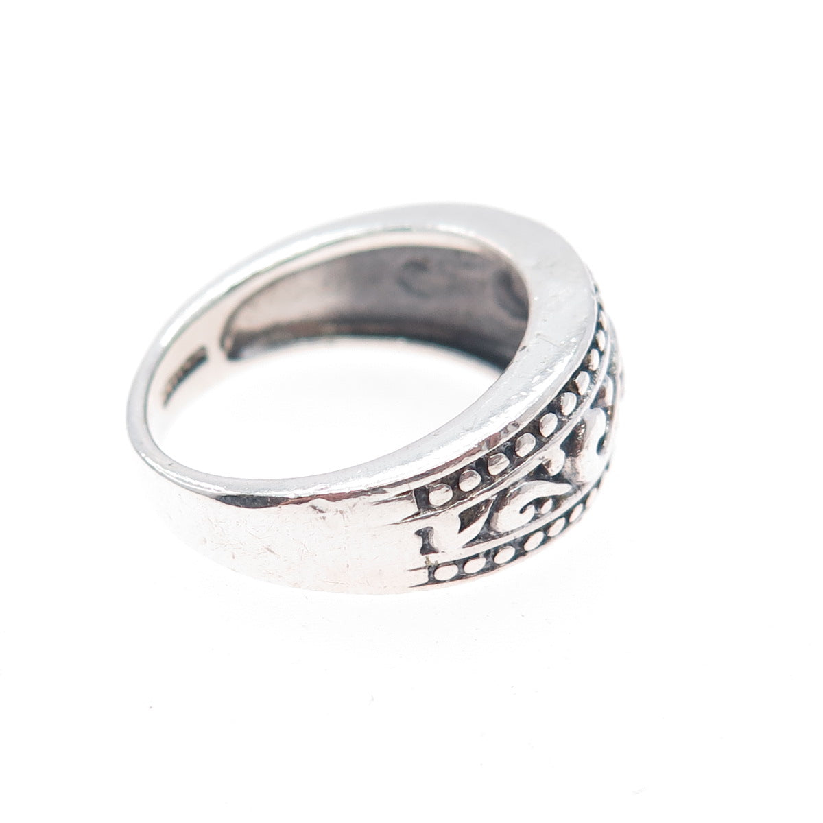 925 Sterling Silver Vintage Swirl Oxidized Ring Size 6.75