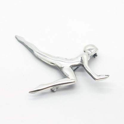925 Sterling Silver Vintage Mexico Nude Woman Silhouette Pin Brooch