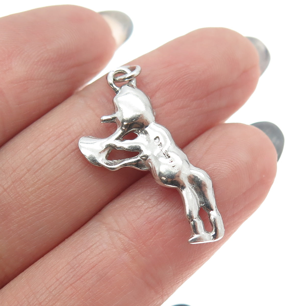 925 Sterling Silver Vintage Cartoon Clarinet Musician Character Charm Pendant